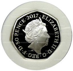 50 пенсов 2017 года Великобритания 150 лет со дня рождения Беатрис Поттер Бенджамин Банни (в коробке)