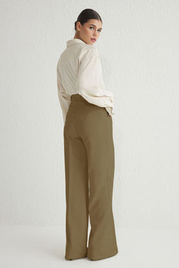 Ac?k Haki Pilili Wide Leg/Genis Paca Pantolon TWOAW25PL00109 Palazzo