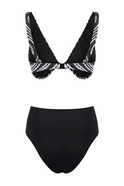 Etnik Desenli Balconette Kapl? Yuksek Bel Regular Bikini Tak?m? TBESS26BT00017