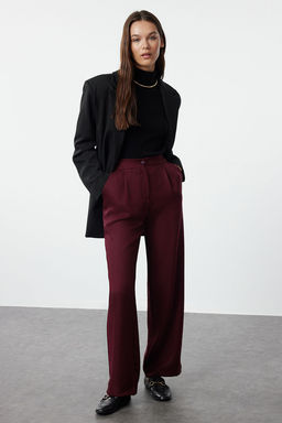 Bordo Straight/Duz Kesim Dokuma Kumas Pantolon TWOAW22PL0321
