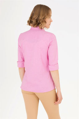 Женская базовая рубашка цвета фуксии с длинным рукавом Неожиданная скидка в корзине - U.s. polo assn фото 5