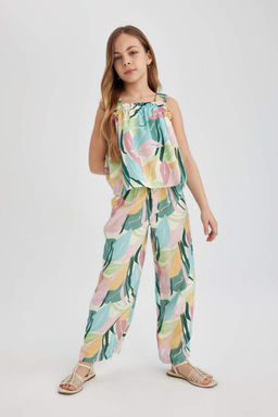 Блузка с узором на бретелях для девочки - Defacto фото 5