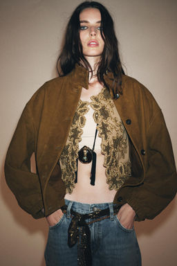 LEATHER BOMBER JACKET ZW COLLECTION LIMITED EDITION - Zara фото 2