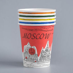 Цена за 50 шт. Стакан бумажный одноразовый «Города» для горячих напитков, 250 мл, диаметр 80 мм