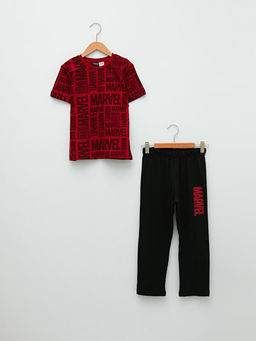 Bisiklet Yaka Marvel Bask?l? K?sa Kollu Erkek ?ocuk Pijama Tak?m?