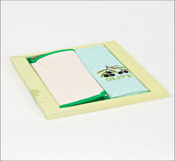 Набор полотенцев 3 шт принт Олива цвет мята 50х50см 2шт ,45х65 1 шт 100% хлопок