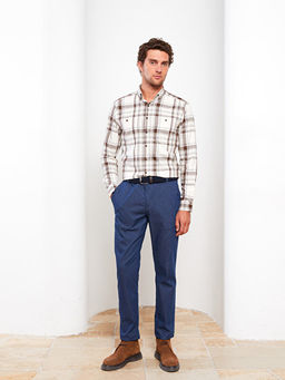 Regular Fit Uzun Kollu Ekose Gabardin Erkek G?mlek