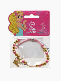 Браслет детский «Выбражулька» на затяжке, корона с бусинами, цветной