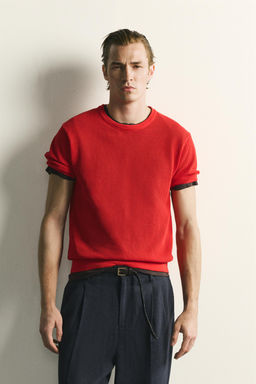 CAMISETA PUNTO ESTRUCTURA CALADOS / Rojo - Zara фото 2