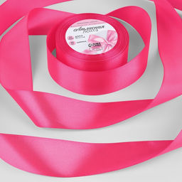Цена за 2 шт. Лента атласная, 40 мм, 23±1 м, ярко-розовая №190