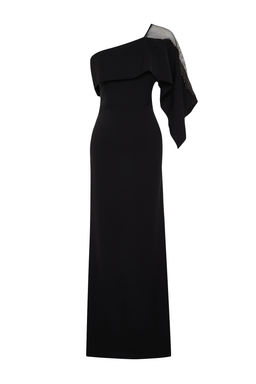 Siyah Vucuda Oturan Tas Aksesuarl? Tek Kol Dokuma Uzun Abiye Elbise TPRSS24AE00132 - Trendyolmilla фото 7