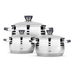 LR02-120 Набор посуды LARA серия MERCURY 16/20/24см ( Кастрюли 2.1+3.9+6.5л) индукционное капс. дно,