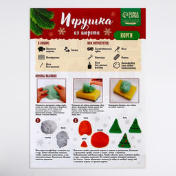 Валяние из шерсти на новый год. Игрушка своими руками Корги в шапочке, новогодний набор для творчества