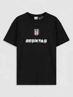 Bisiklet Yaka Be?ikta? Bask?l? Erkek ?ocuk Ti??rt