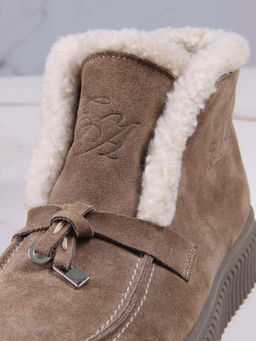 Ботинки 307.от11br. коричневый капучино замша/Шерсть