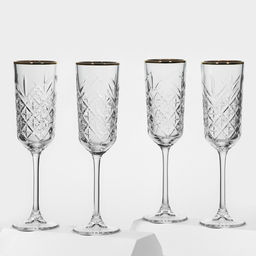 Бокалы для шампанского Paşabahçe Timeless, 175 мл, набор 4 шт., стекло, прозрачные