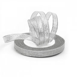 Лента парчовая 12мм упаковочная серебро Magic4Hobby уп. 22,85м (1м)