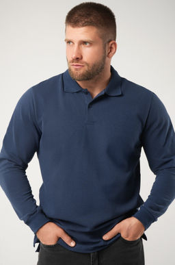 Мужской базовый лонгслив-поло Happy Fox  фото 102