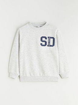 Bask?l? Erkek ?ocuk Sweatshirt