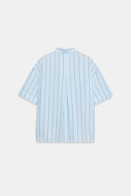 CAMISA OVERSIZE RAYAS / Celeste - Zara фото 5