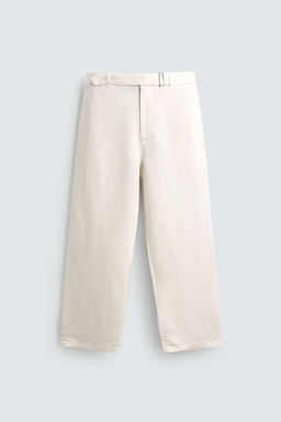 PANTAL?N RELAXED FIT VISCOSA - LINO CINTUR?N / Crudo
