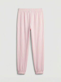 Beli Lastikli Kad?n ?izgili Jogger Pijama Alt?