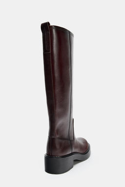 DISTRESSED-EFFECT LEATHER ANKLE BOOTS - Zara фото 5