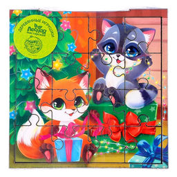 Деревянный пазл «Новый год! Весёлый праздник», 16 деталей