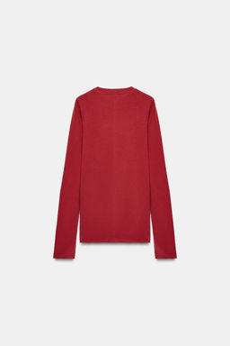 COTTON LONG SLEEVE T-SHIRT - Zara фото 7
