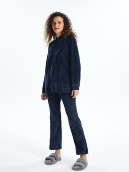 Beli Lastikli D?z Kadife Kad?n Pijama Alt