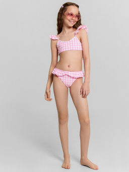 Купальник для девочек раздельный розовый в клетку - Mark formelle фото 3