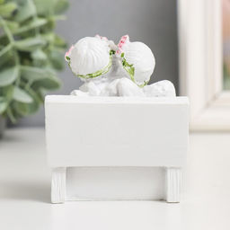 Фигурка 2 ангелочка в розовом веночке на скамейке, 8?7?5 см, МИКС