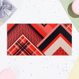 Цена за 10 шт. Конверт для денег Универсальный красные узоры, 16х8 см - Дарим красиво фото 2