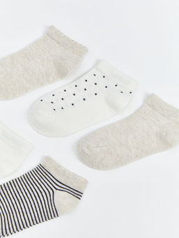 Bask?l? K?z Bebek Patik ?orap 5li