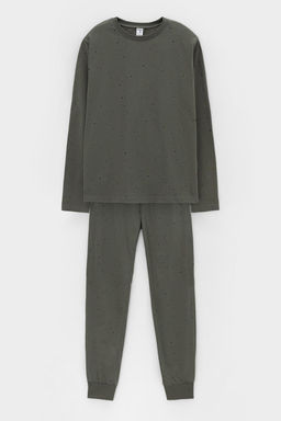 Crockid _ КБ 2825/оливковый серый,крапинка пижама для мал