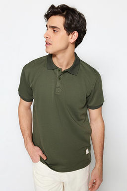 Haki Regular/Normal Kesim Etiket Aplikeli Polo Yaka T-shirt TMNSS23PO00016