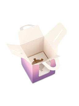 Цена за 4 шт. Коробка для капкейков, кондитерская упаковка, 1 ячейка «Розовый градиент», 9×9×11 см