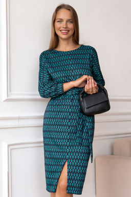 Платье Open Style 5807 черный/бирюза
