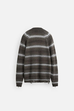 STRIPED DISTRESSED-EFFECT CARDIGAN - Zara фото 9