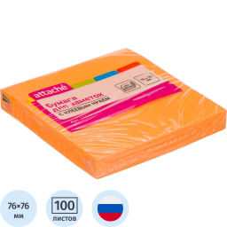 Стикеры Attache с клеев. краем 76х76, неон, оранж. 100л  фото 2