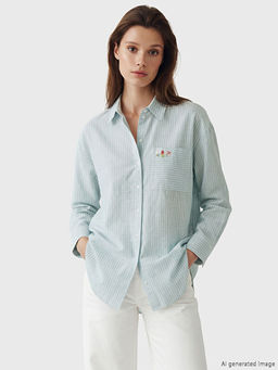 ?izgili Oversize Poplin Kad?n G?mlek Tunik