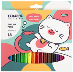 Фломастеры LOREX KIDS классические 18 цв. кругл. корп. смываемые карт. упак.