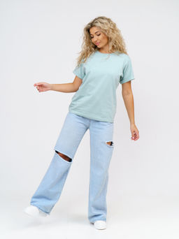 Футболка Хлопок 95%, лайкра 5% Классика аква - Ивассорти фото 6