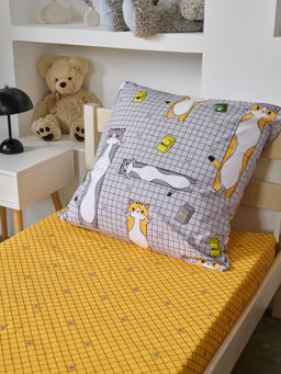 Постельное белье детское поплин без молнии с 1 наволочкой - Кот-батон 1,5 сп. (1 нав.70x70)