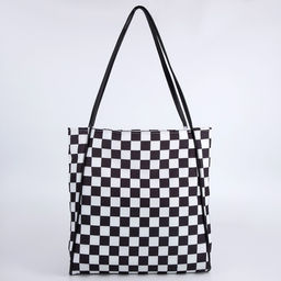 Сумка - шопер с нашивкой NAZAMOK Бело-чёрный, 40387 см  фото 8