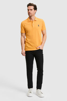 Erkek Slim Fit Turuncu Polo Yaka Basic Ti__rt