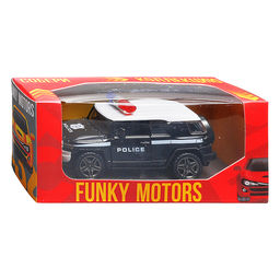 Чёрная инерционная машинка полицейская с белой крышей die-cast , 1:32