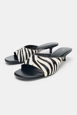 ANIMAL PRINT LEATHER KITTEN HEEL MULES - Zara фото 7