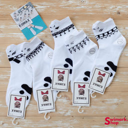 Носочки женские короткие белые с рисунком FP-3A, 10 пар в уп.