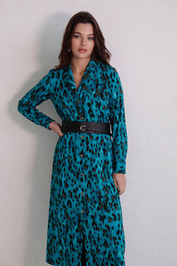 Martichelli Платье-рубашка с английским воротником тёмно-бирюзовое  фото 12